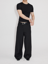 Wrinkle-resistant Wool-like Asymmetrical Cargo Dress Pants