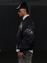 Graffiti Dog Head Print Bomber Jacket