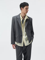 Short Two-Button Merino Wool Blazer