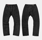 Waxed Distressed Curved Slim Jeans