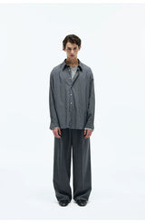 Merino Wool Casual Pleated Straight Pants