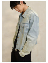 Cropped Ripped Distressed Denim Jacket