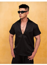 Black White Short Sleeve V-Neck Tee