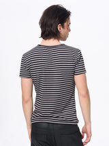 Slim Fit Letter Print Striped Tees