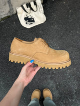 Matte Yellow Leather Derby Shoes