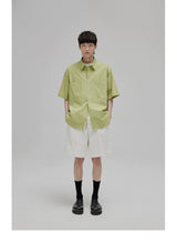 Short Sleeve Square Neck Cotton Shirt