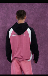Black Red Printed Raglan Hoodie
