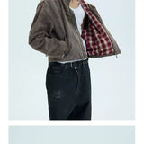 Washed Fleece Plaid Lined Jacket