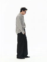 Textured Black White Checkered Utility Shirt
