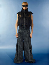 Y2K Washed Loose Flared Denim Overalls