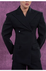 Vintage Casual Dark Grey Structured Blazer