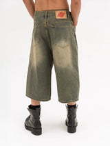Men's Loose Cropped Denim Shorts