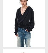 Detachable Strap Deep V Hoodie
