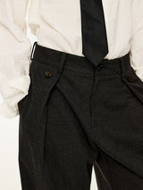 Men's Striped Pleated Straight Wool Pants
