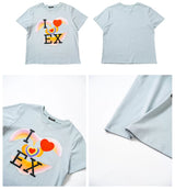 Short Sleeve Elastic Heart Print Tees