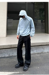 Men's Drawstring Waist Flared Suit Pants