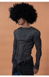 Men's Slim Striped Distressed Long-Sleeve Tee