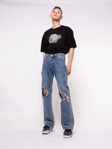 Men's Loose Straight Distressed Vintage Jeans