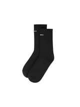 Black Embroidered Brushed Long Socks
