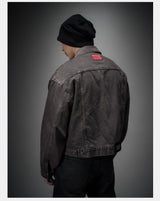 Washed Grey Boxy Denim Jacket