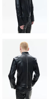 Men's Deconstructed Black Leather Biker Jacket