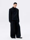 Cropped Deconstructed Waist-cinched Stand Collar Jacket