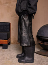 Punk Loose Leather Zippered Cropped Pants