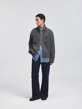 Alpaca Blend Multi-Pocket Zip Turtleneck Cardigan