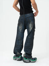 Black Ripped Distressed Wide Leg Jeans