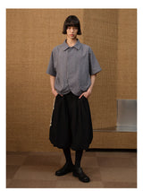 Dark Blue Striped Ruched Shirt