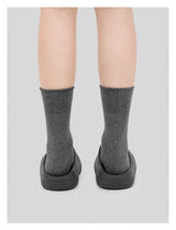 Grey Washed Frayed Embroidered Logo Socks