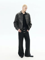 Asymmetrical Flare Waxed Jeans
