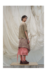 Oversized Adjustable Bow Pink-Washed Denim Shorts