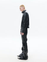 Men's Deconstructed Black Leather Biker Jacket