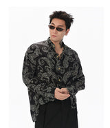 Long Sleeve Collared Paisley Silk Shirt