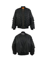 Cropped Black Distressed Puffer Bomber Jacket