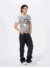 Men's Skull Print Plaid Tees
