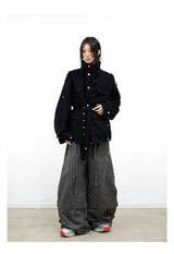 Coated Reverse Waist Cargo Pants