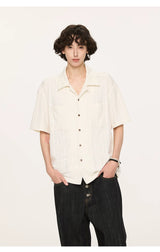 Wooden Button Short Sleeve Knitted Shirt
