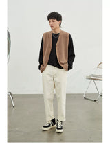 Vintage Herringbone Elastic Waist Cargo Pants