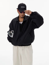 Unisex Black Stand Collar Padded Jacket