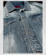 Loose Vintage Blue Distressed Denim Jacket