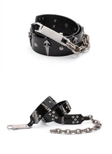 Medieval Genuine Leather Chain Rivet Belt