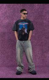 Men's Vintage Light Blue Sequined Jeans