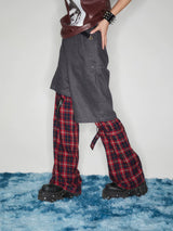 Y2K Punk Lace-Up Plaid Cargo Pants