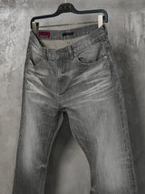Cream Gray Washed Straight Leg Jeans