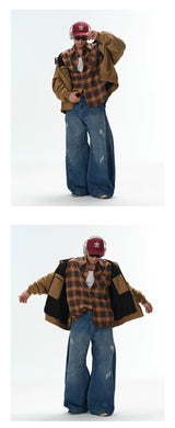 Vintage Oversized Brushed Plaid Shirt