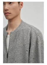 Yak Wool Blend Distressed Knit Cardigan