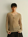 Deep V Cutout Lace-up Knit Top