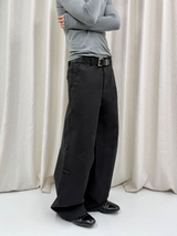 Black Gray Lightweight Washed Parachute Pants